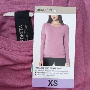 Mondetta Mauve Relaxed Knit Drape Top Woman XS